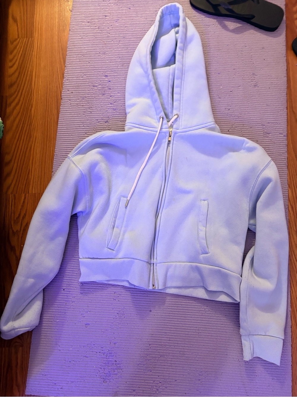 Cropped Lavender Zip-Up Hooded Jacket